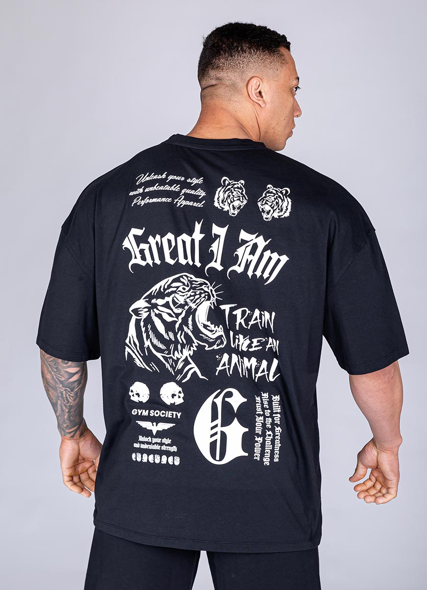 OVERSIZED T-SHIRT GYM SOCIETY BLACK - Great I Am