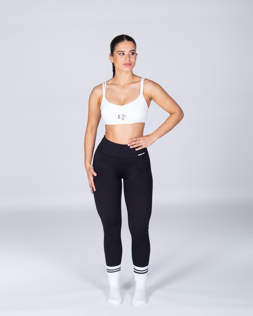 V-FRAME SPORTS BRA LOGO WHITE - Great I Am