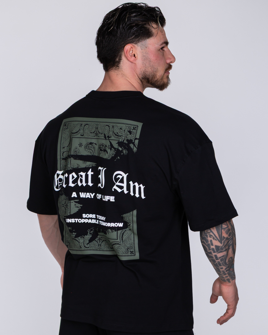OVERSIZED T-SHIRT HERITAGE TAPESTRY BLACK