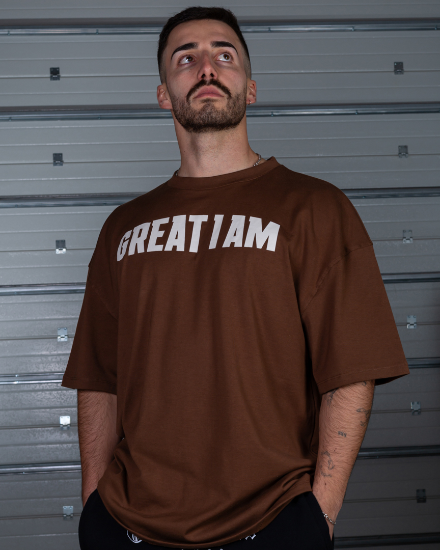 OVERSIZED T-SHIRT CONQUER BROWN - Great I Am