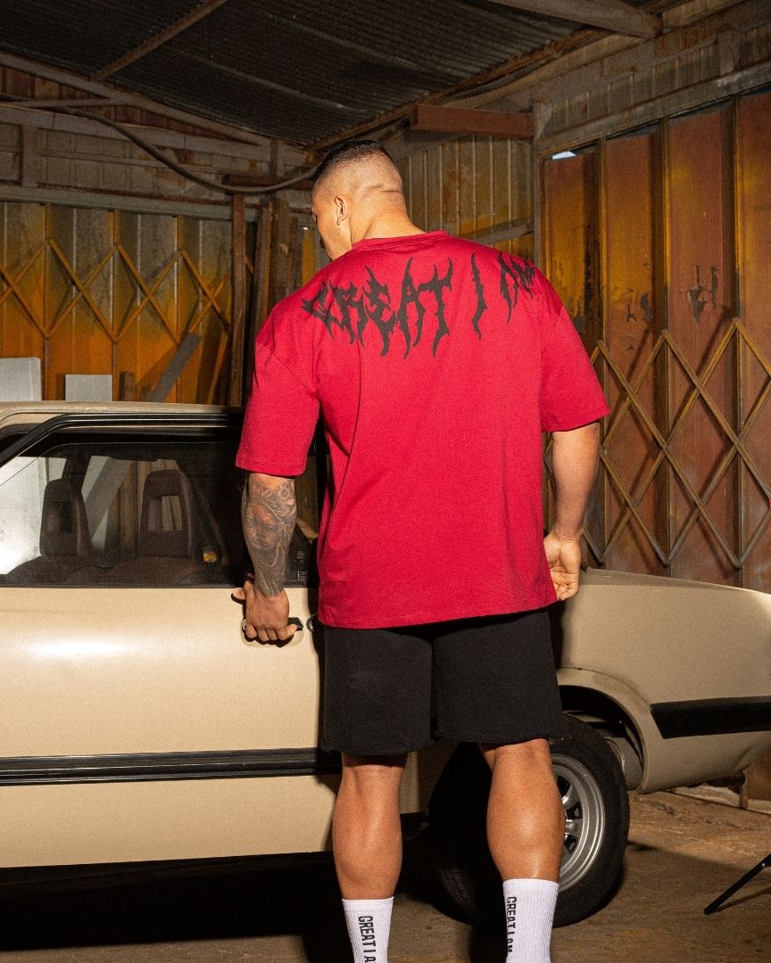OVERSIZED T-SHIRT DYSTOPIA BURGUNDY - Great I Am
