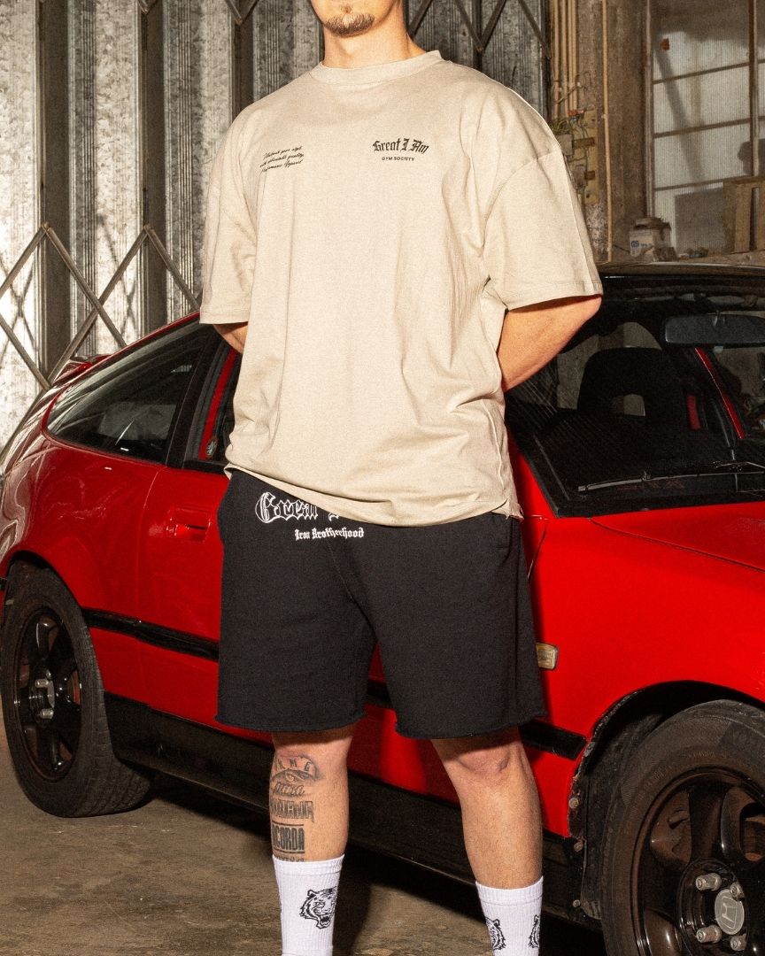 OVERSIZED T-SHIRT GYM SOCIETY BEIGE - Great I Am