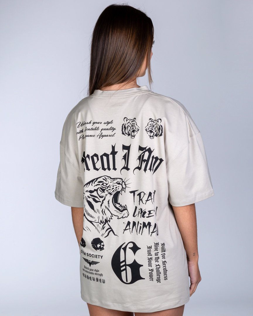 OVERSIZED T-SHIRT GYM SOCIETY BEIGE