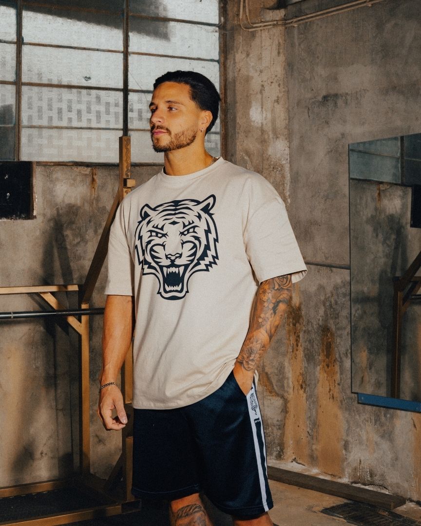 OVERSIZED T-SHIRT TIGER ESSENTIAL BEIGE - Great I Am