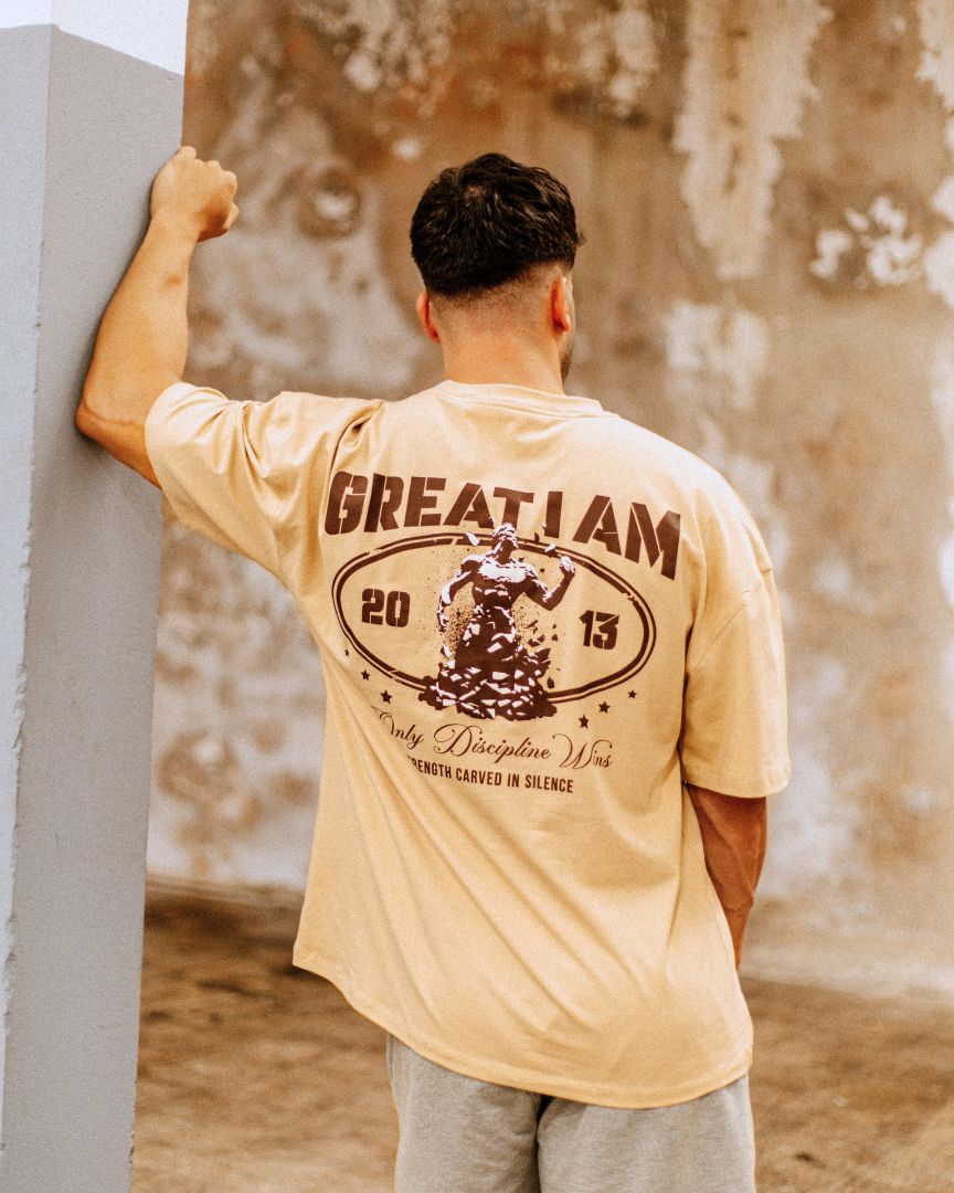 OVERSIZED T-SHIRT ONLY DISCIPLINE BEIGE - Image 7