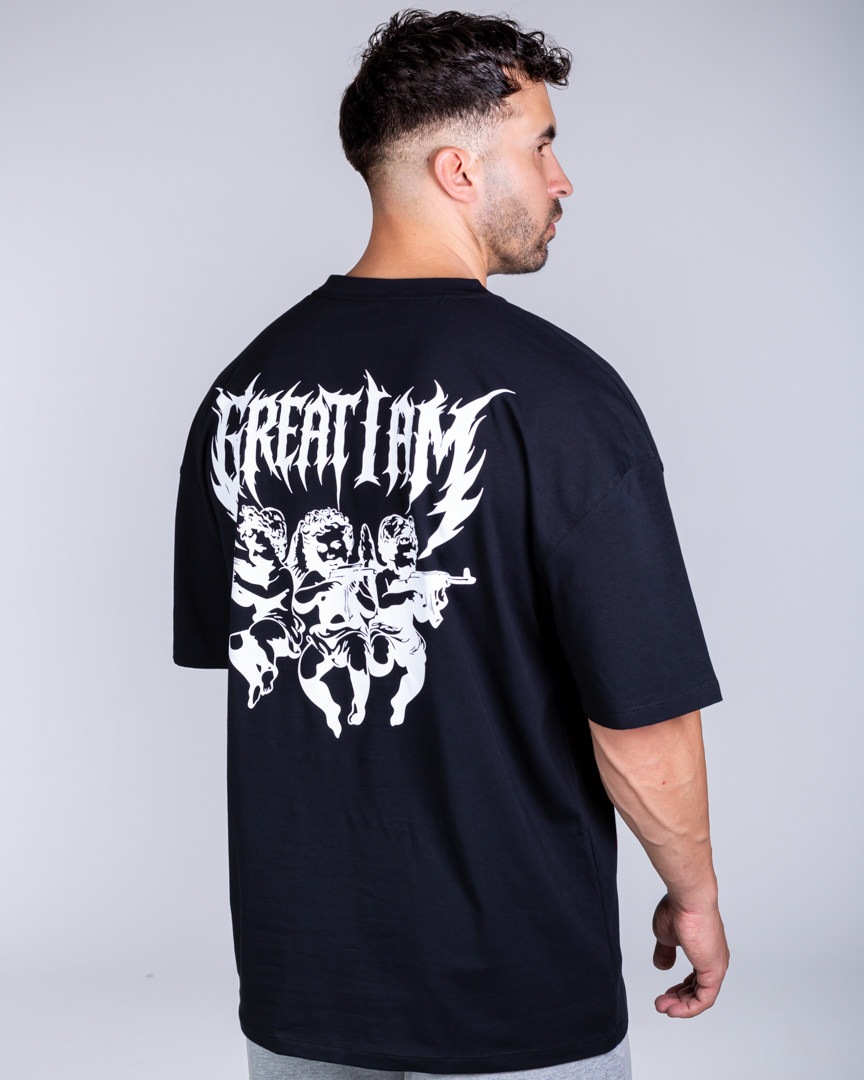 OVERSIZED T-SHIRT IRON ANGEL BLACK