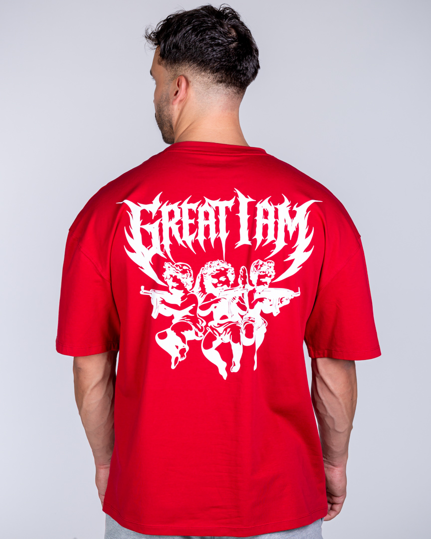 OVERSIZED T-SHIRT IRON ANGEL RED - Image 3