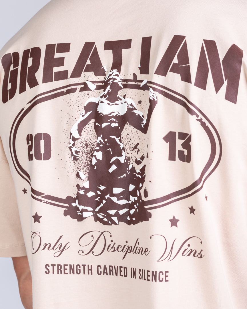 OVERSIZED T-SHIRT ONLY DISCIPLINE BEIGE - Image 3
