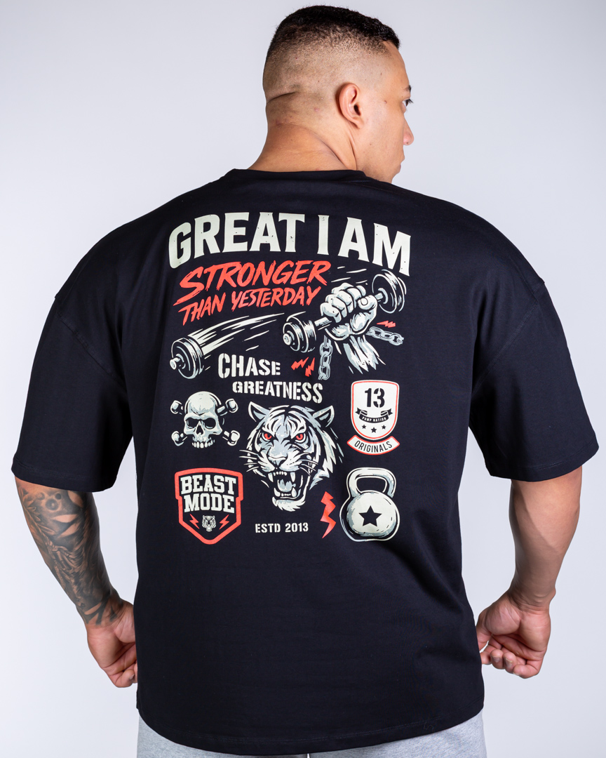 OVERSIZED T-SHIRT STRONGER THAN YESTERDAY BLACK