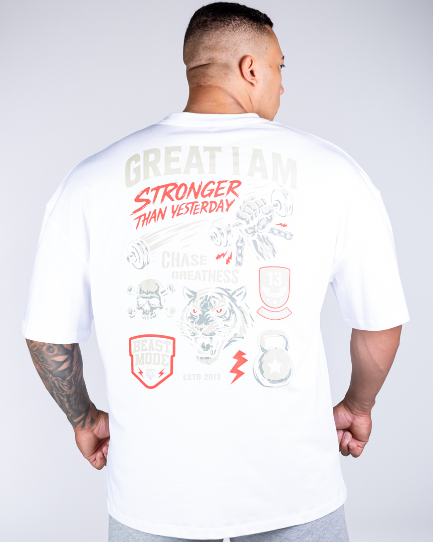 OVERSIZED T-SHIRT STRONGER THAN YESTERDAY WHITE