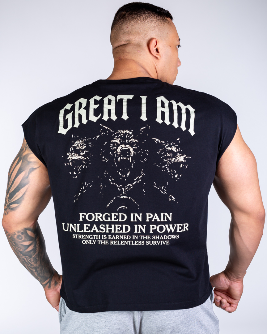 SLEEVELESS T-SHIRT FORGED IN PAIN CRACKED PRINT