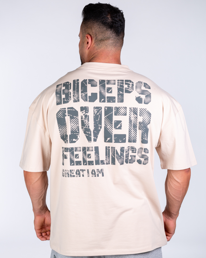 OVERSIZED T-SHIRT BICEPS OVER FEELINGS BEIGE