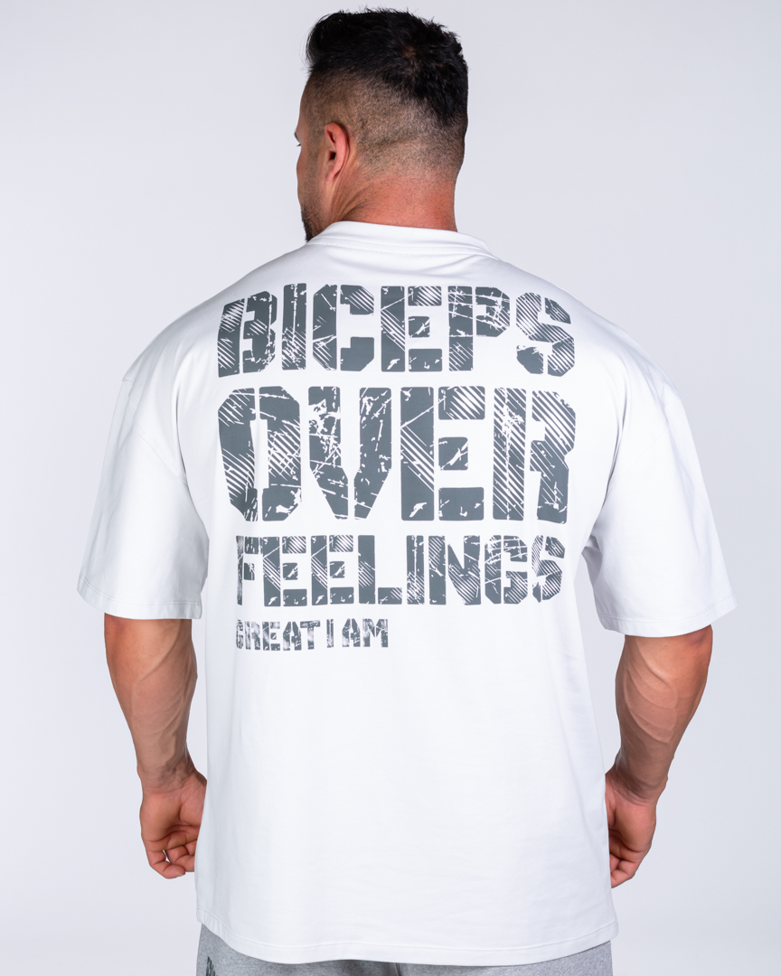 OVERSIZED T-SHIRT BICEPS OVER FEELINGS LIGHT GREY