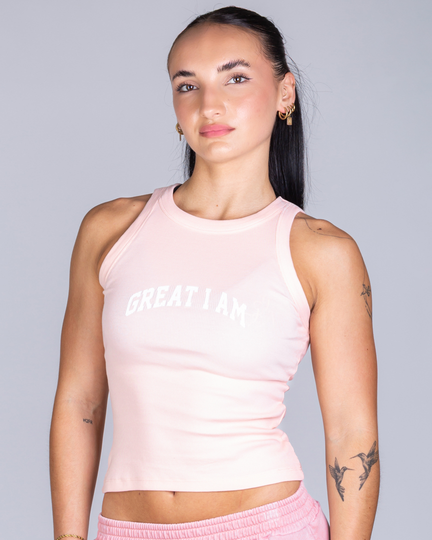 RIB TANKTOP GREAT I AM PINK - Image 3